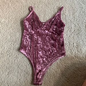 Pink velvet bodysuit